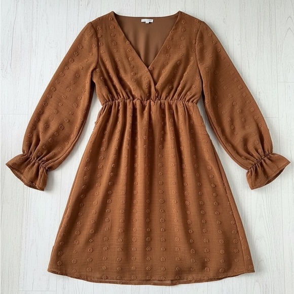Baltic Born Midi Dress Burnished Brown Long Sleeve V Neck XL Paisley - Picture 2 of 5